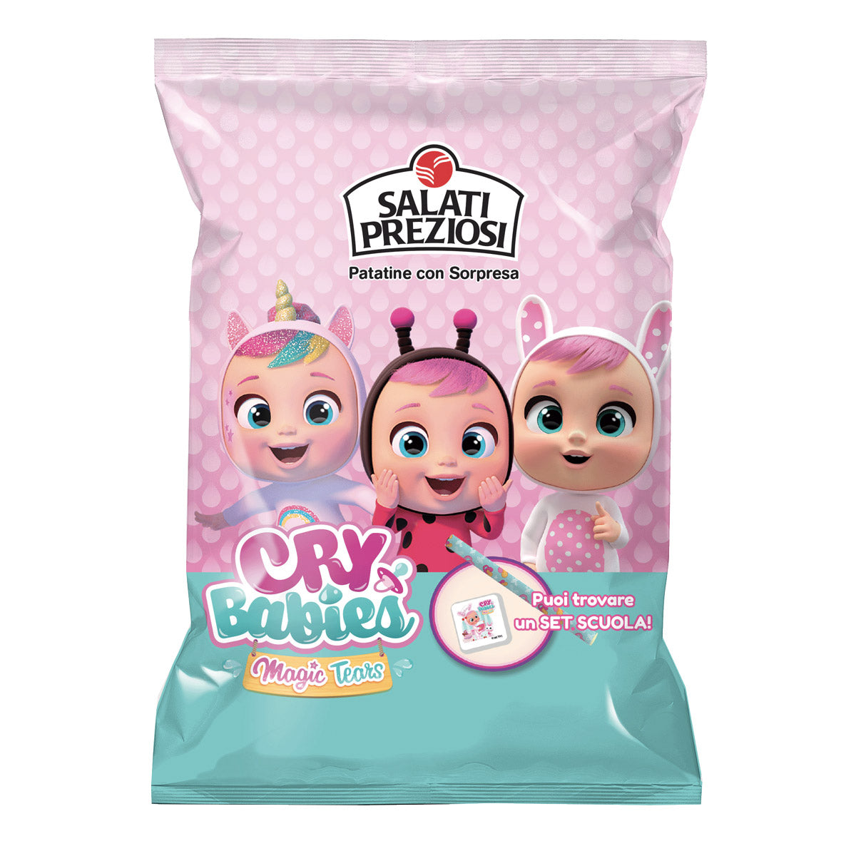 Chips Patatine con Sorpresa Cry Babies. Salati Preziosi - 25gr 24Pz