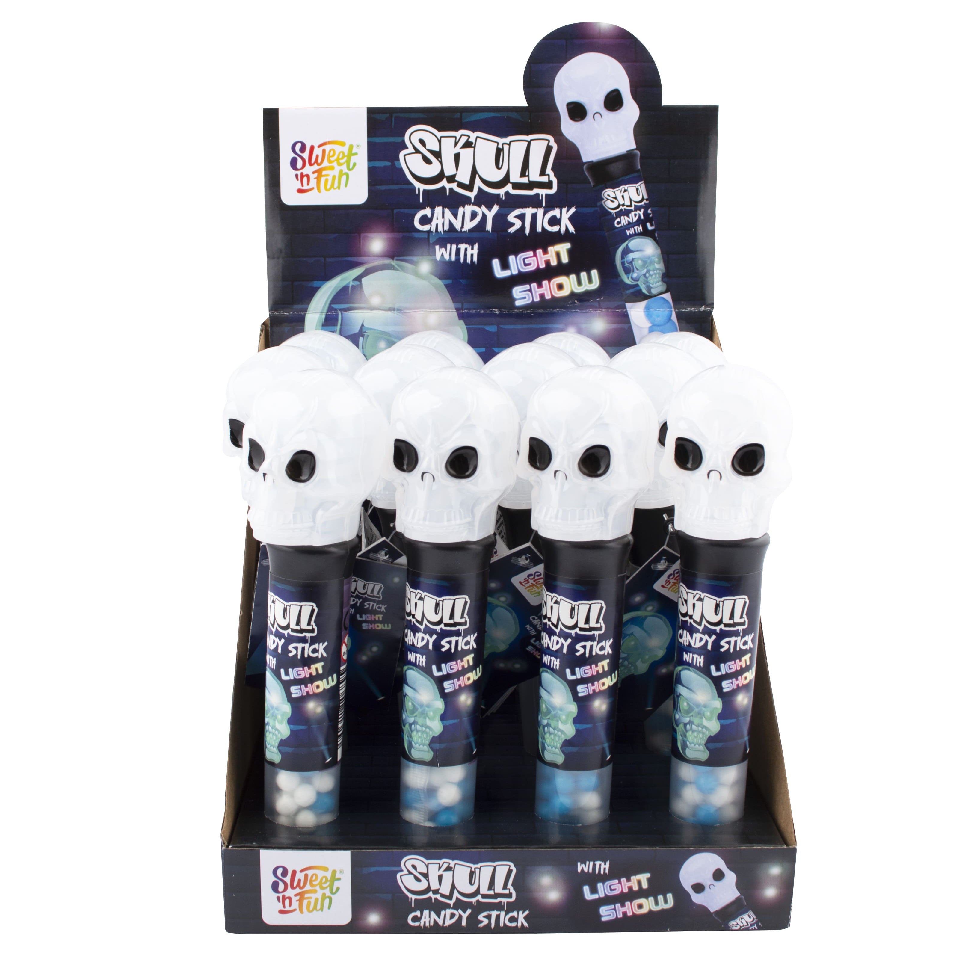 Giochi da Banco Torcia Teschio Skull Candy Stick Light Show Pz 12 - Sweet 'n Fun