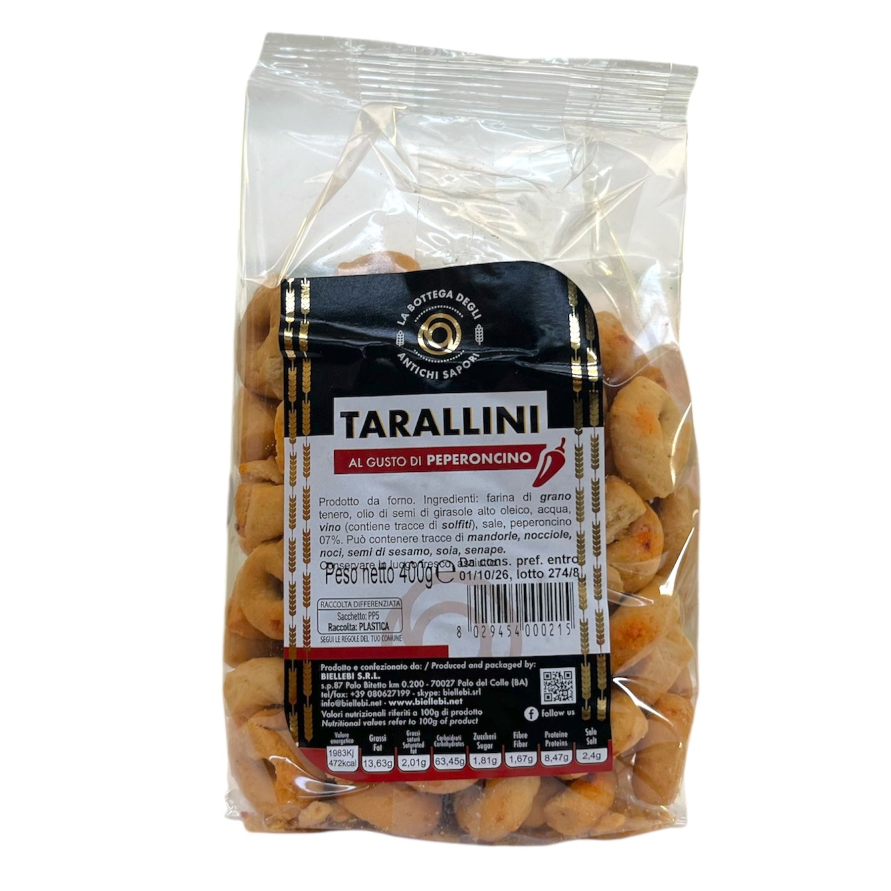 Taralli Peperoncino 400g. La Bottega degli Antichi Sapori - Biellebi
