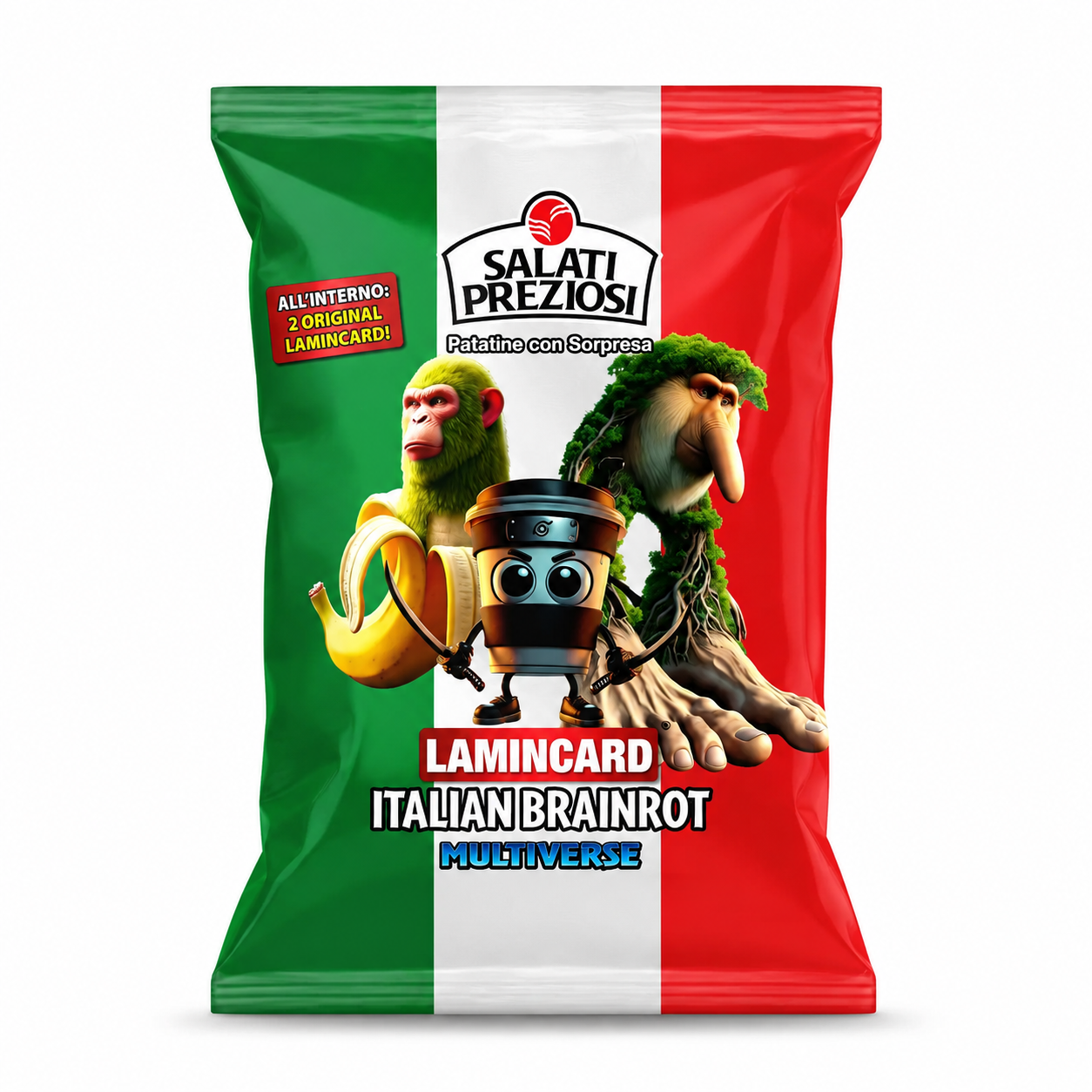 Chips Patatine con Sorpresa Brainrot Salati Preziosi - 25gr 24Pz