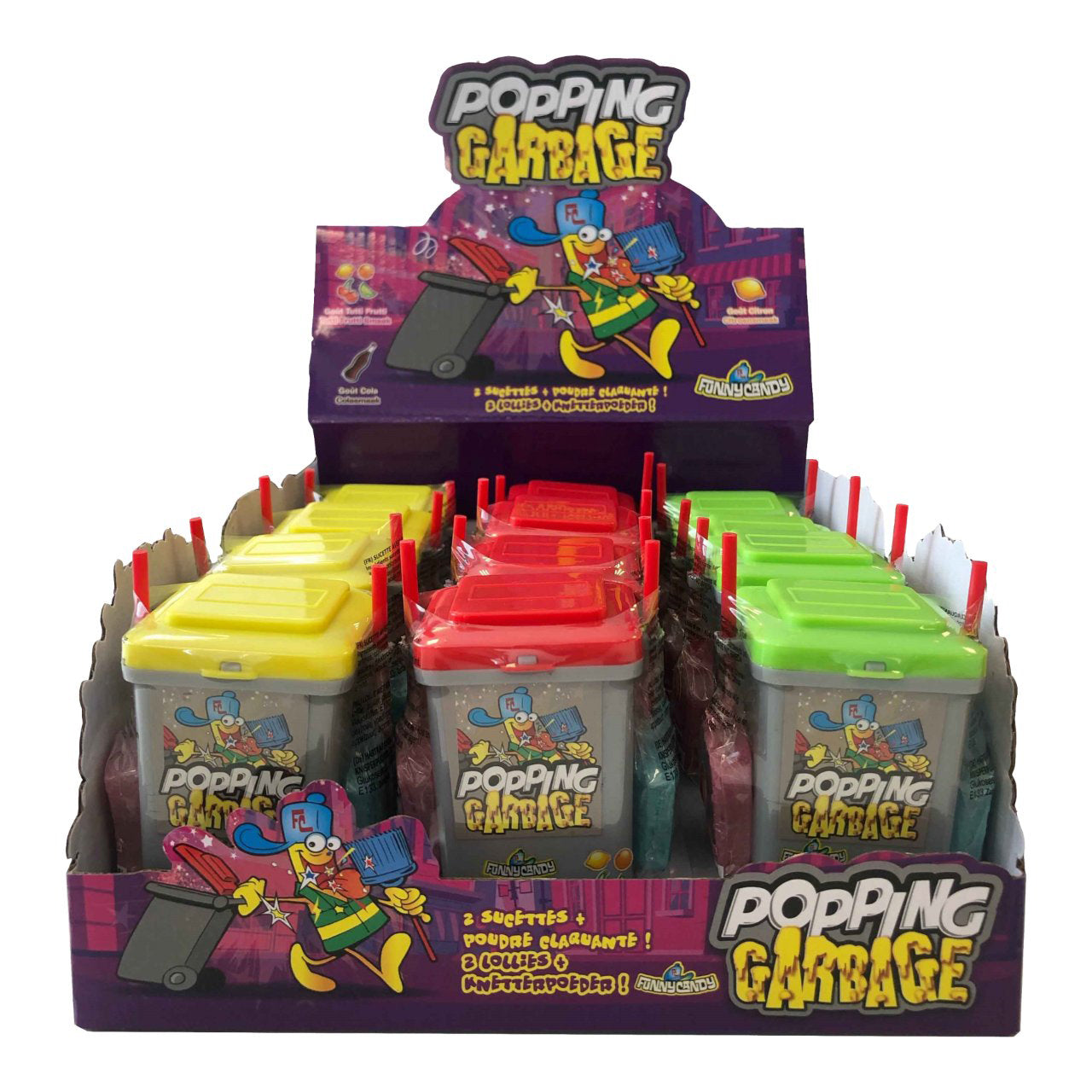Popping Garbage Bidone Lecca e Polvere - Funny Candy Pz 12